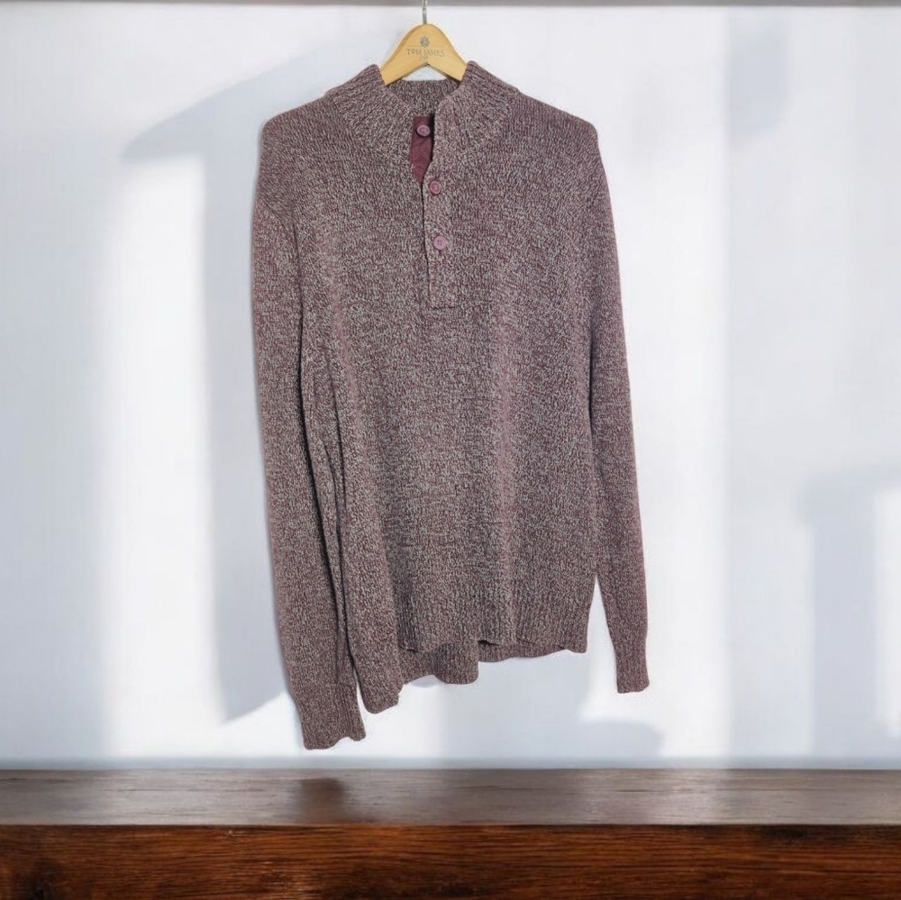 Men's Wide Crew Neck XL Maroon /Gray Sweater 100% Cotton